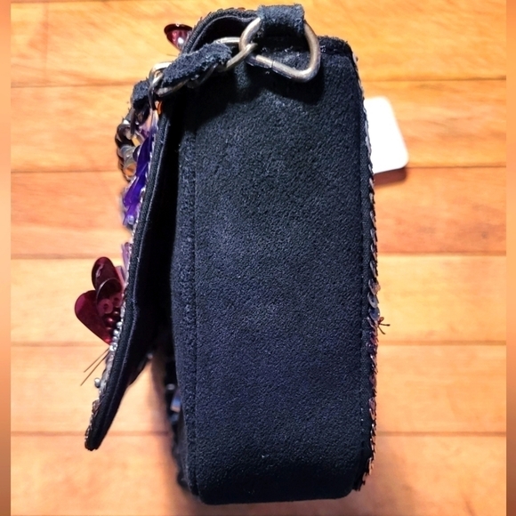 Free People Sequin Embellished Mixed Media Shoulder Beg - Picture 7 of 12